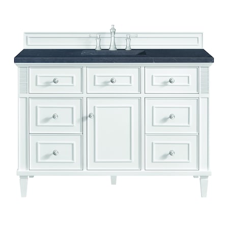 James Martin Vanities 48'' Single Vanity, Bright White w/ 3 CM Charcoal Soapstone Quartz Top 424-V48-BW-3CSP